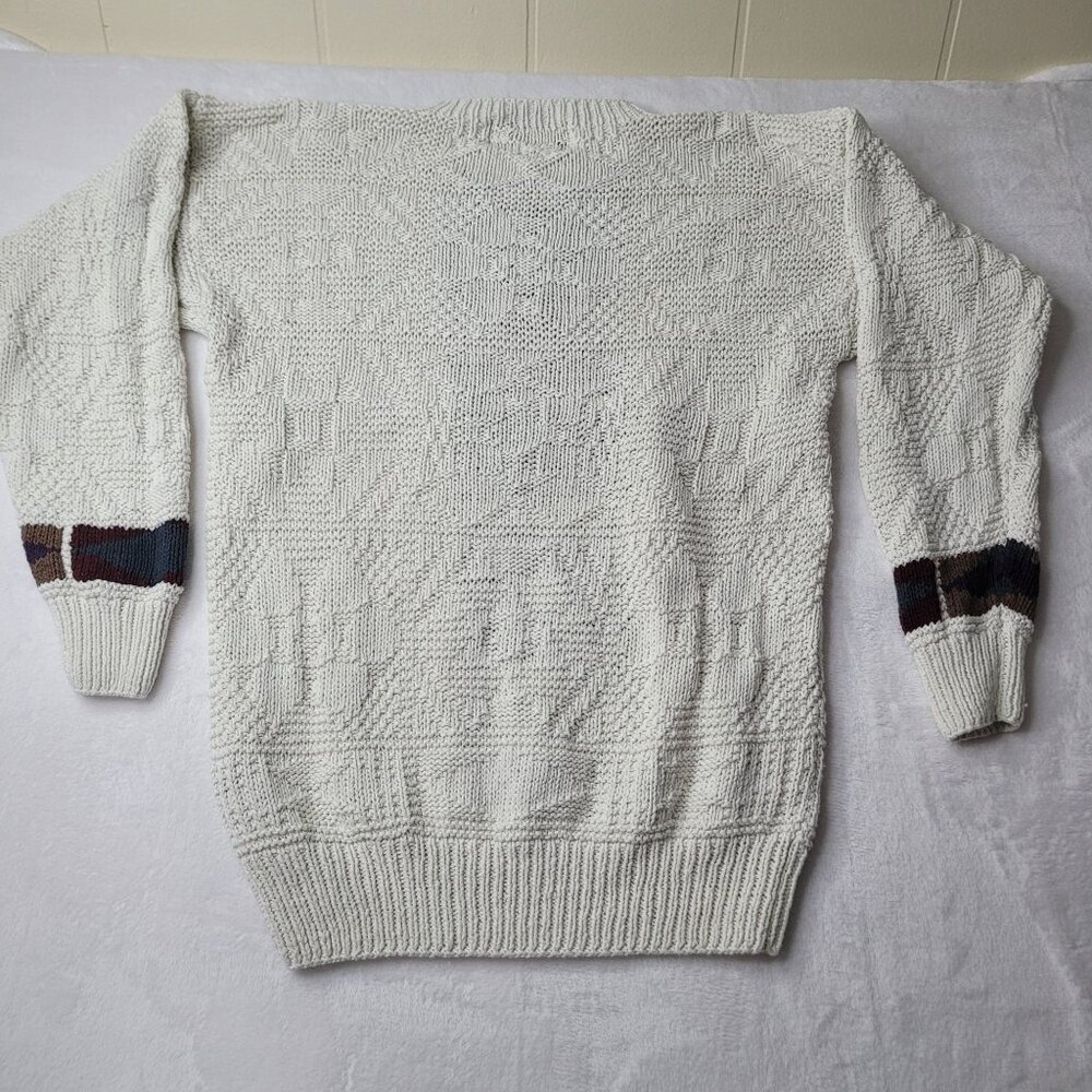 VTG 90's Ralph Lauren Chaps Scout Men's White Knit Linen/Cotton Sweater Size XL - Picture 2 of 7